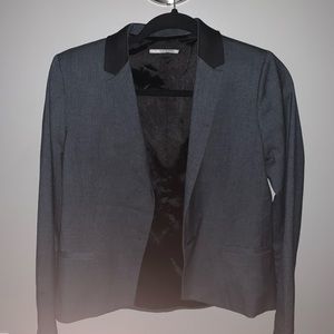 T Tahari Grey Blazer with black lapel detail